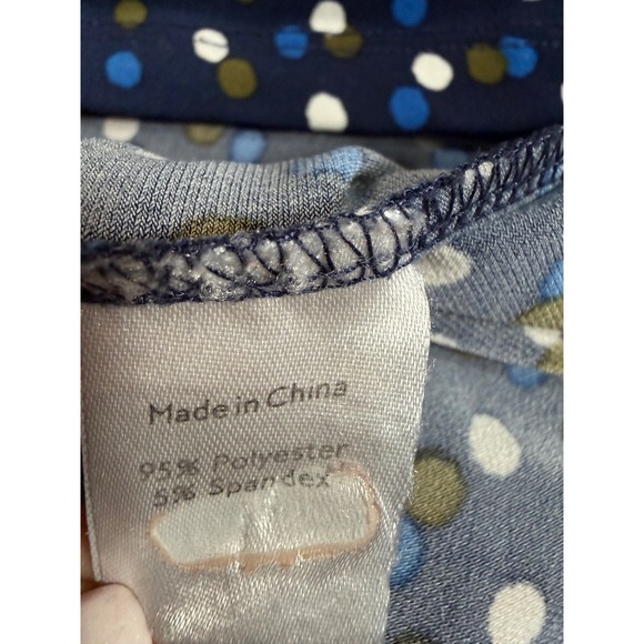 Plus Size 3X Blouse Polka Dot Tie Neck Navy Blue Short Sleeve Top Leota Academia - Picture 4 of 7